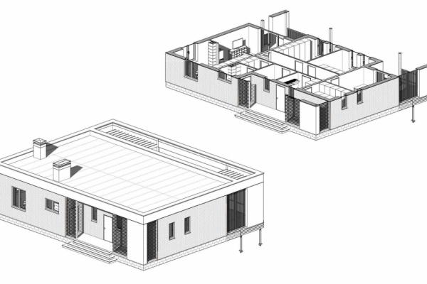 Одноэтажный дом из бетонных панелей - ABG_124