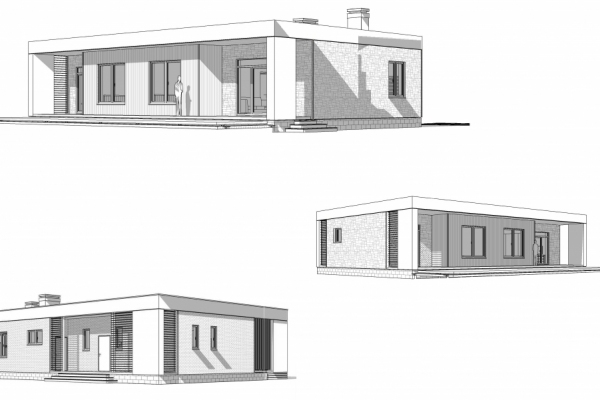 Одноэтажный дом из бетонных панелей - ABG_124