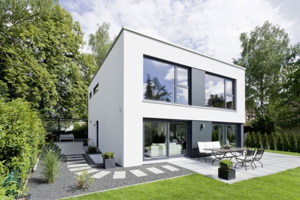 Частный дом из бетонных панелей в стиле современный скандинавский минимализм по финской технологии